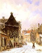 A Village Street Scene in Winter, Adrianus Eversen